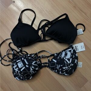 ABERCROMBIE & FITCH Bikinis (Set of 2) Size Small Black White Abstract Print NWT